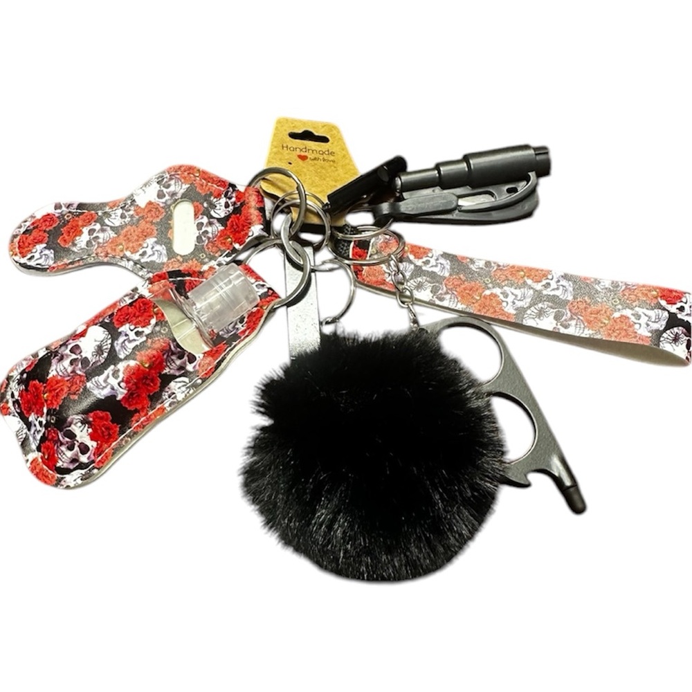 Black and Red Skull Keychain Set